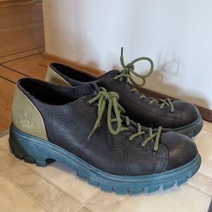 John Fluevog Black and Green Sneakers